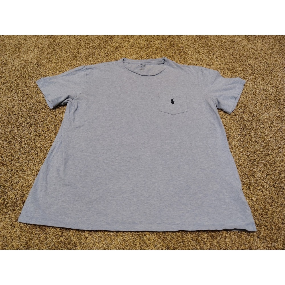 Polo Ralph Lauren Mens L Stretch Cotton Pocket Pony T-Shirt Light Blue Heather